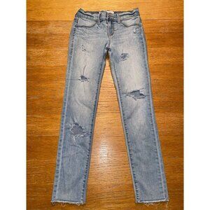 Old Navy Distressed Skinny Jeans Size 10 Blue Denim Frayed Hem & Pockets